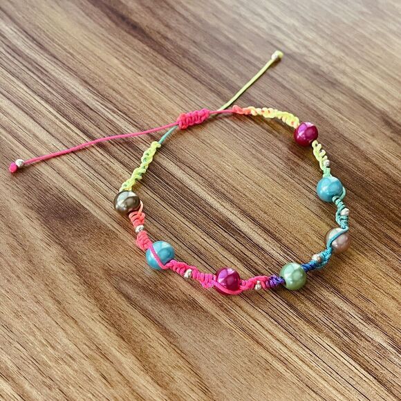 Handmade Beaded Braided Charm Bracelet Multicolor Women New - Picture 1 of 8